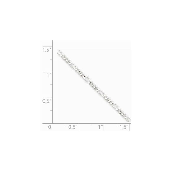 Sterling Silver 2mm Diamond Cut and Polished Figaro Anklet, 9 Inch - Picture 2 of 4